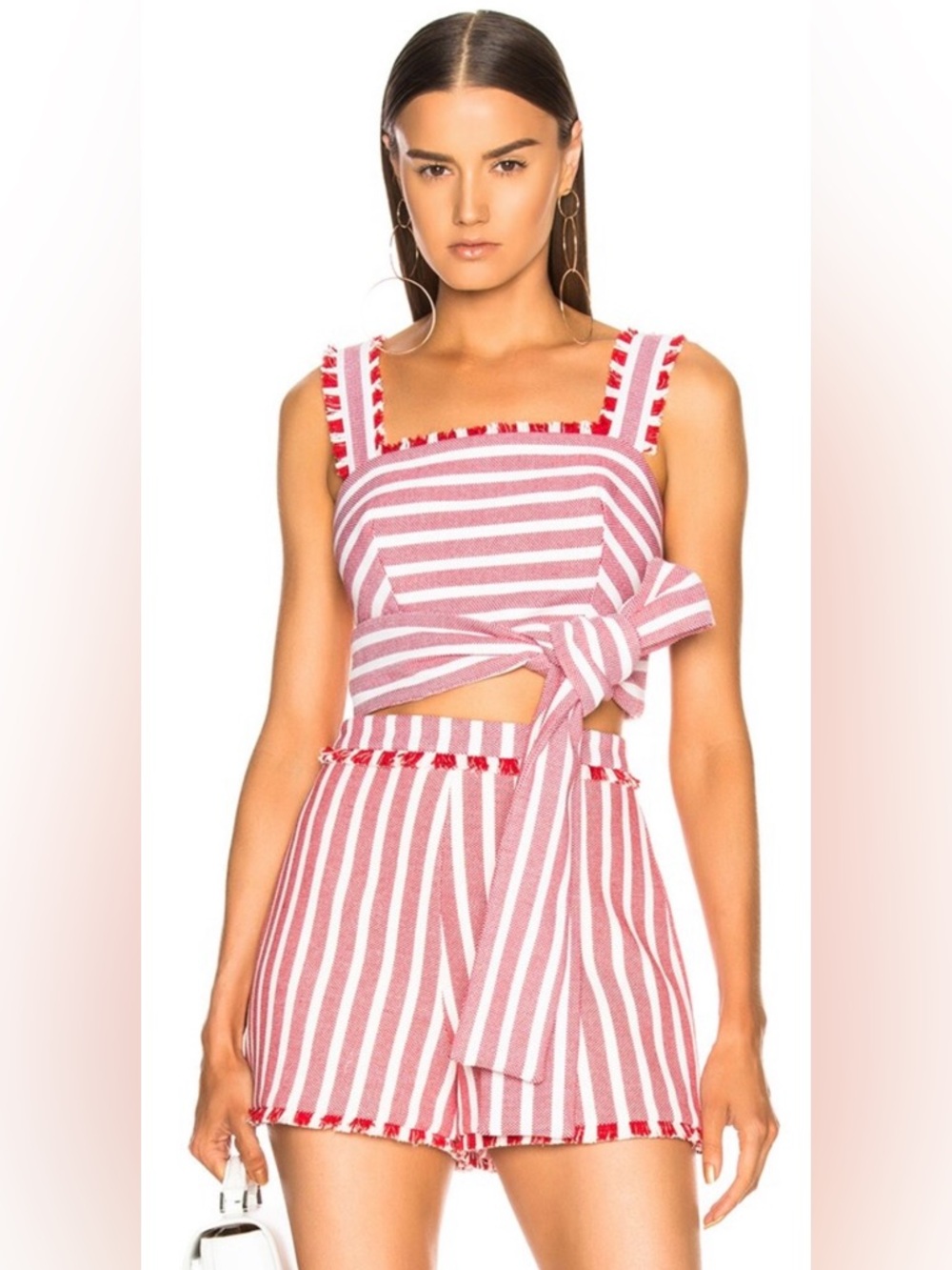 Alexis Red and White Striped High-Waist Shorts (M) & Top (S) Set
